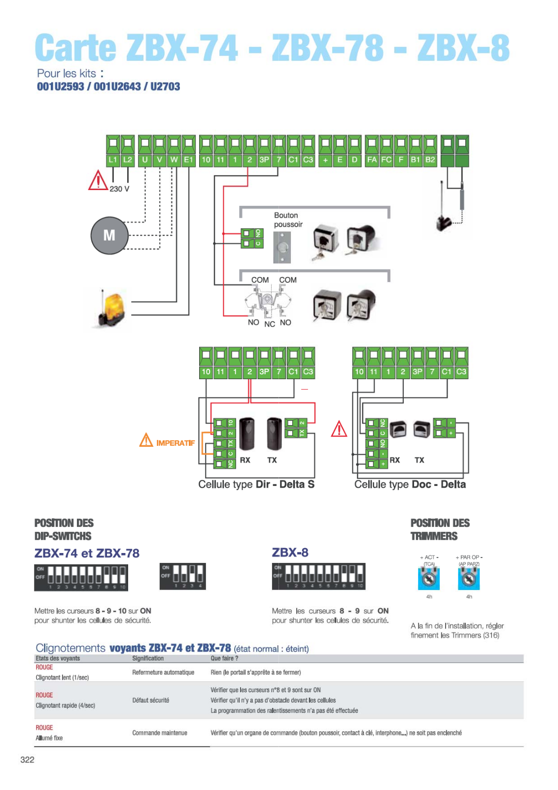 CAME ZBX-74, ZBX-78, ZBX-8 User Manual