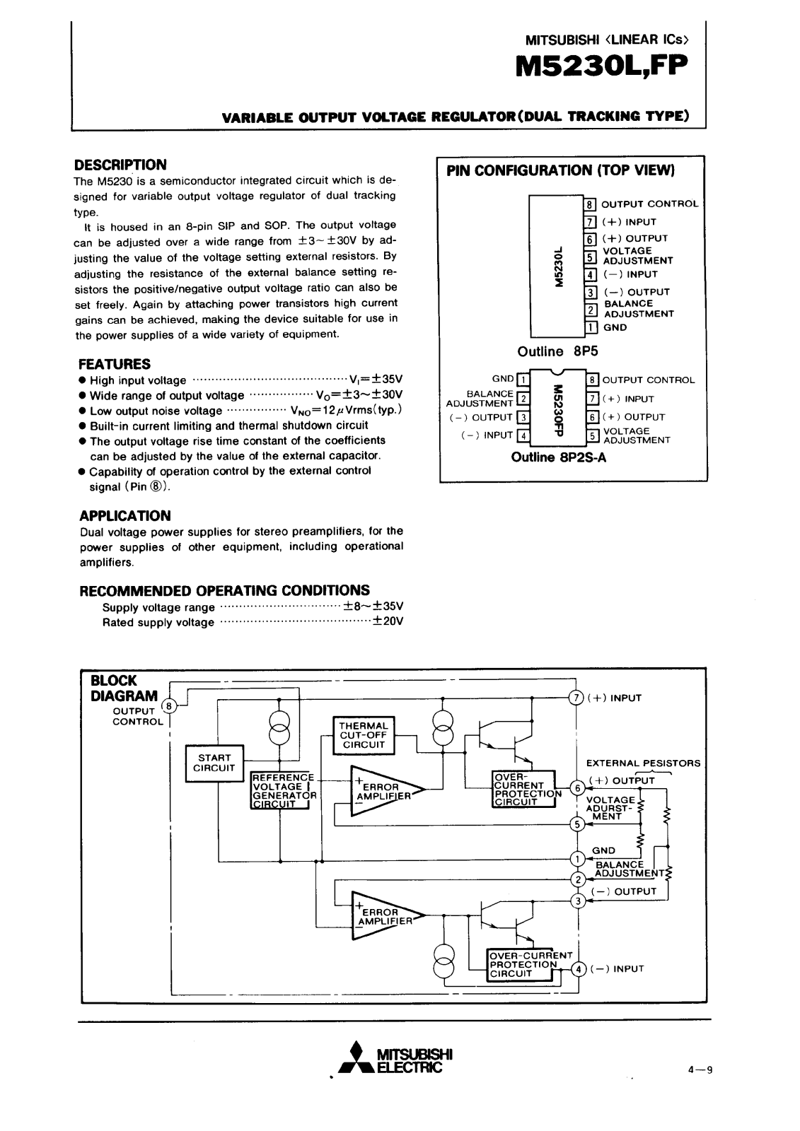 Mitsubishi M5230L, M5230FP Datasheet