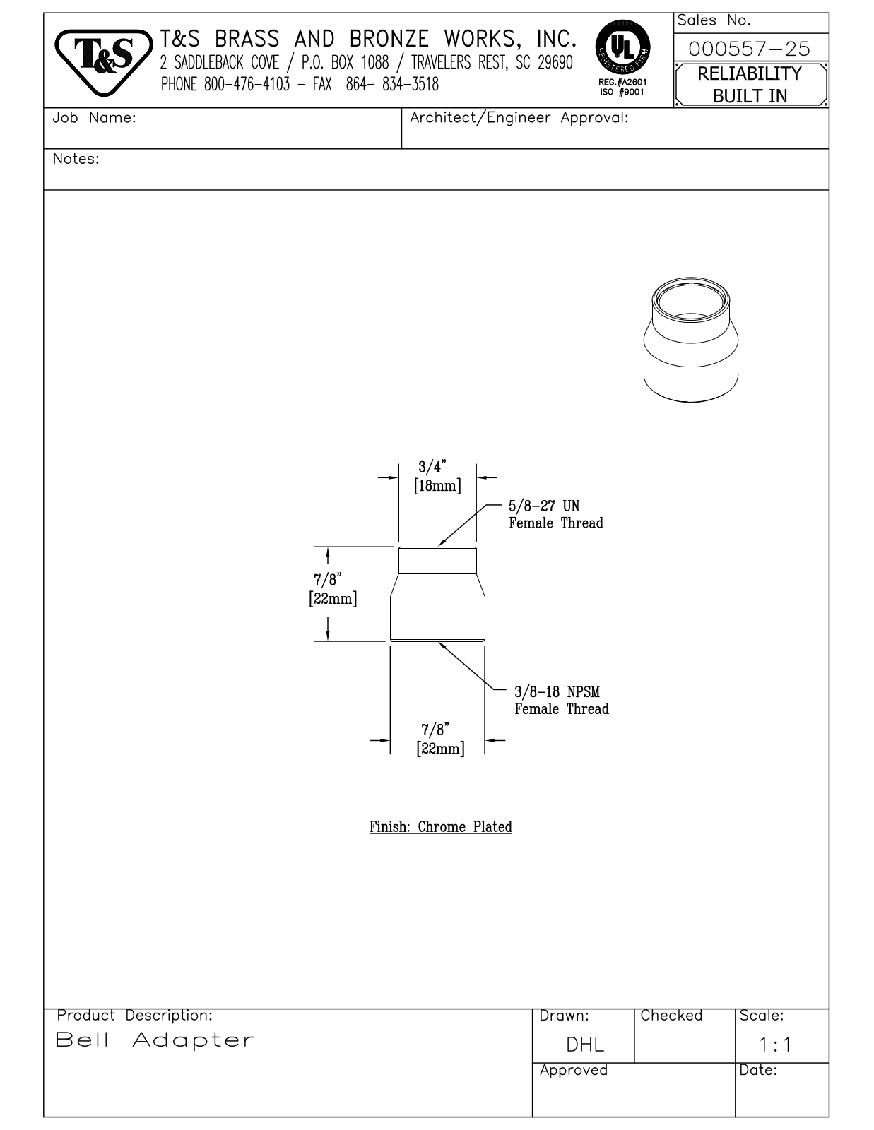 T&S Brass 000557-25 User Manual