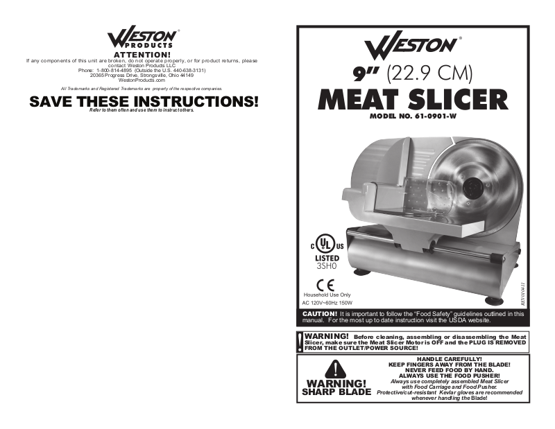 Weston Meat Slicer User Manual