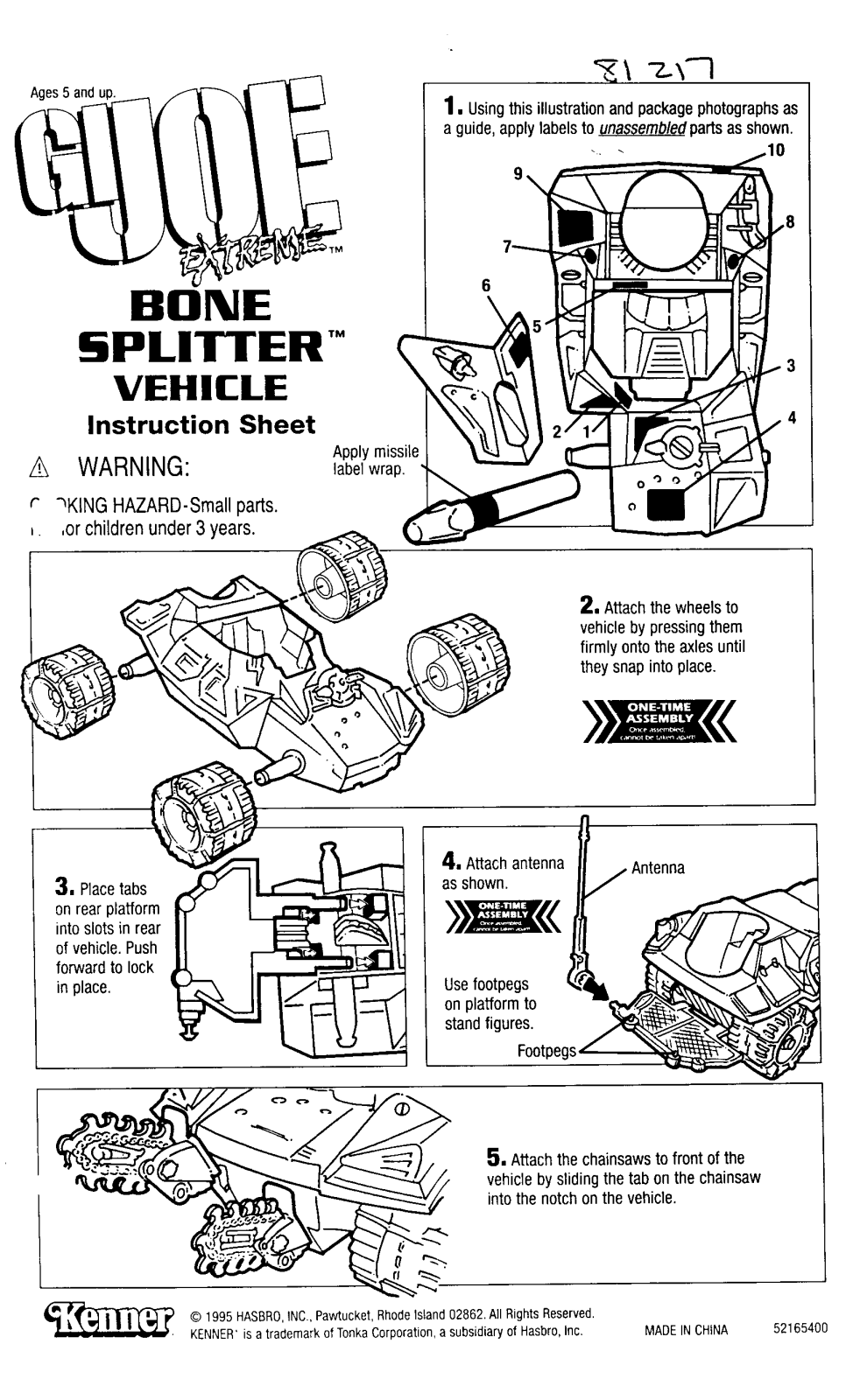 HASBRO GIJoe Bone Splitter Vehicle User Manual