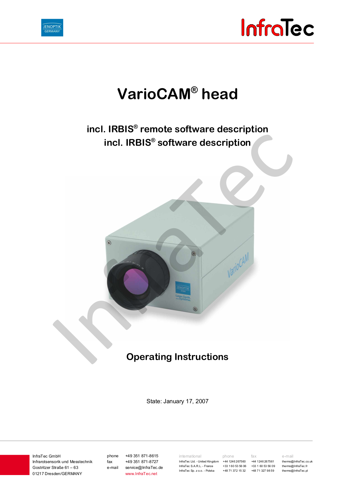 InfraTec VarioCam Operating Instructions Manual - ManualMachine.com
