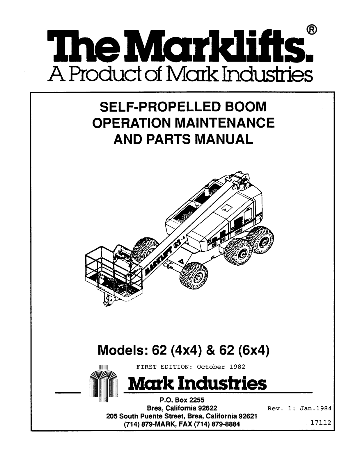 Marklifts 62 Operator's Manual - ManualMachine.com