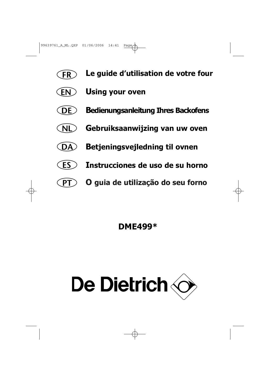 DE DIETRICH DME499 User Manual