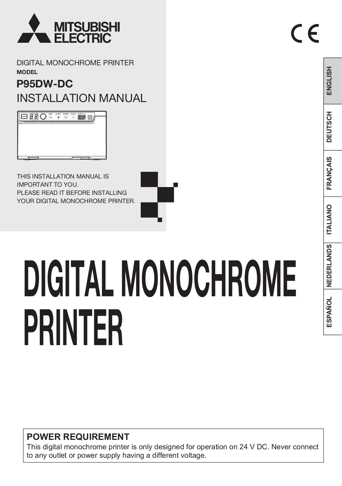 Mitsubishi Electric P95DW-DC Installation Manual