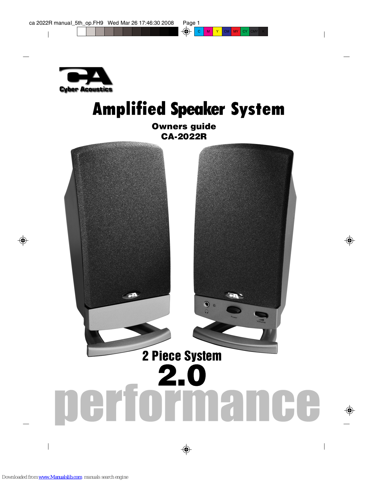 Cyber Acoustics CA-2022R Owner's Manual