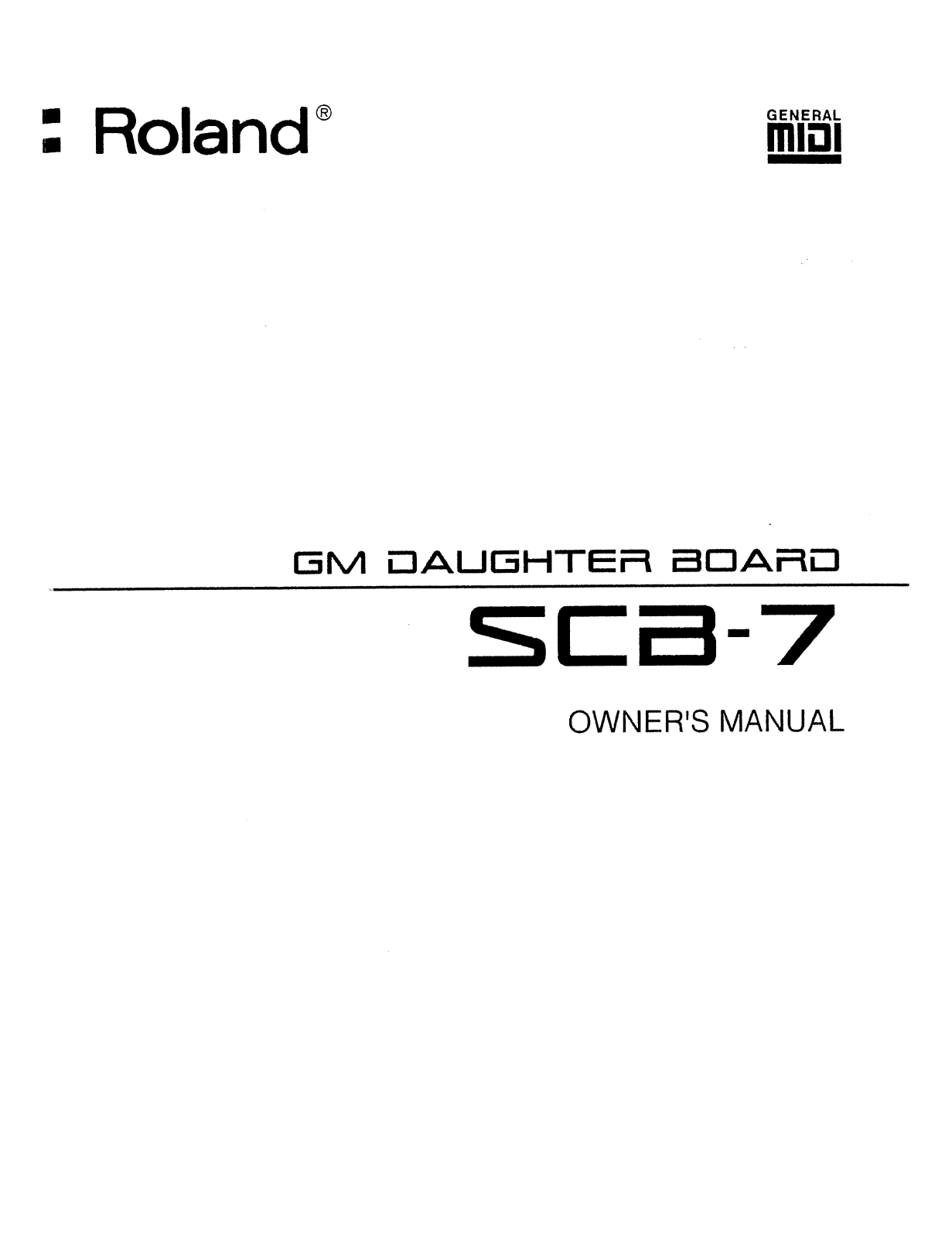 Roland Corporation SCB-7 Owner's Manual