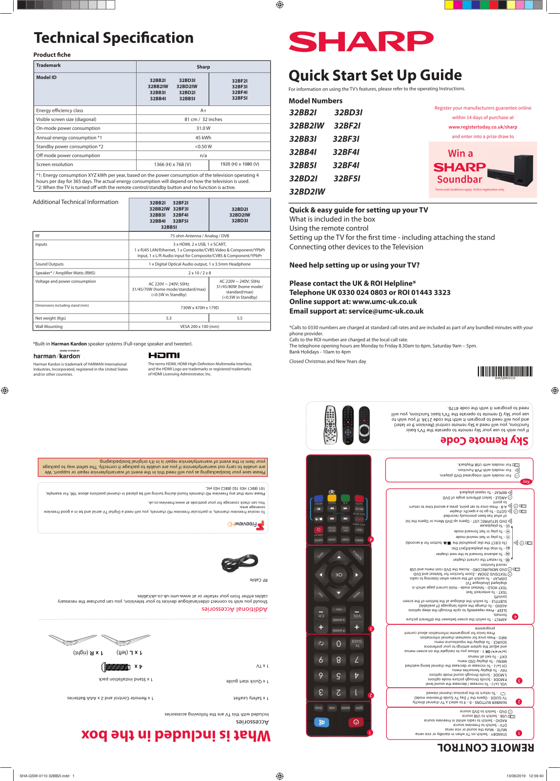 Sharp 1T-C32BB2IE1NB Quick Start Guide