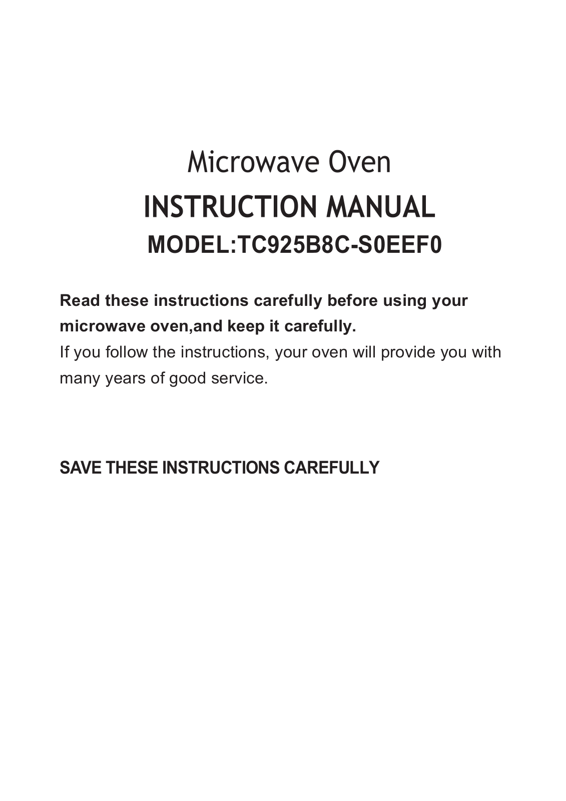 Faber TC925B8C-S0EEF0 User Manual