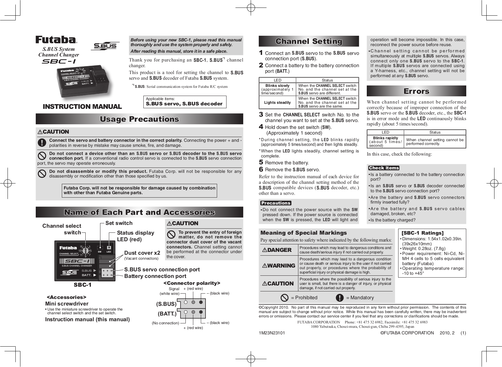 Futaba SBC-1 User Manual