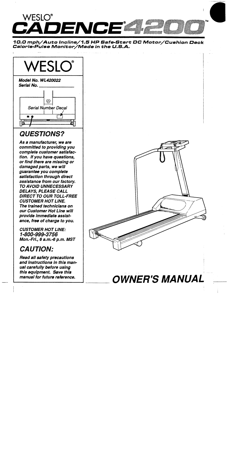 Weslo WL420022 Owner's Manual