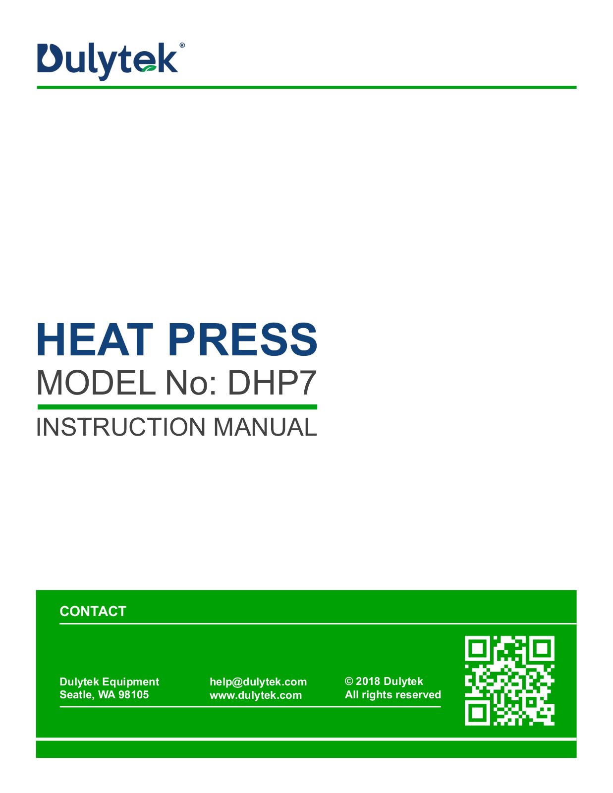 Dulytek DHP7 Instruction Manual