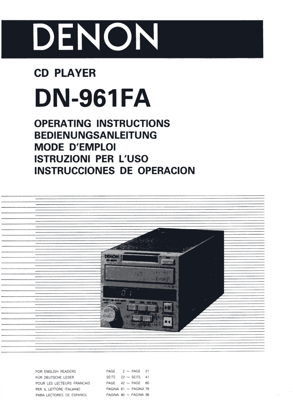 Denon DN-961FA Owners Manual