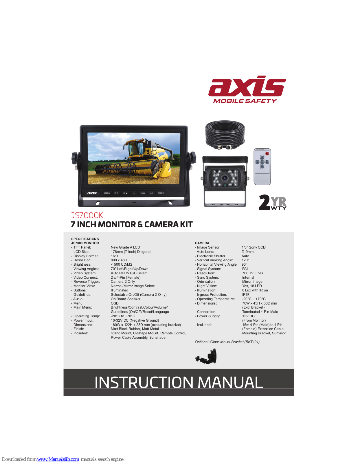 Axis JS7000K Instruction Manual