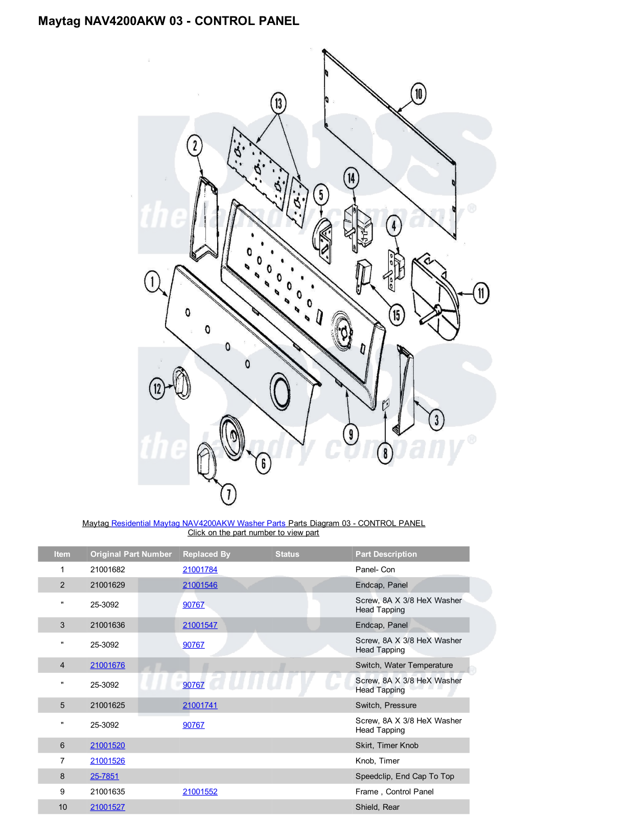 Maytag NAV4200AKW Parts Diagram