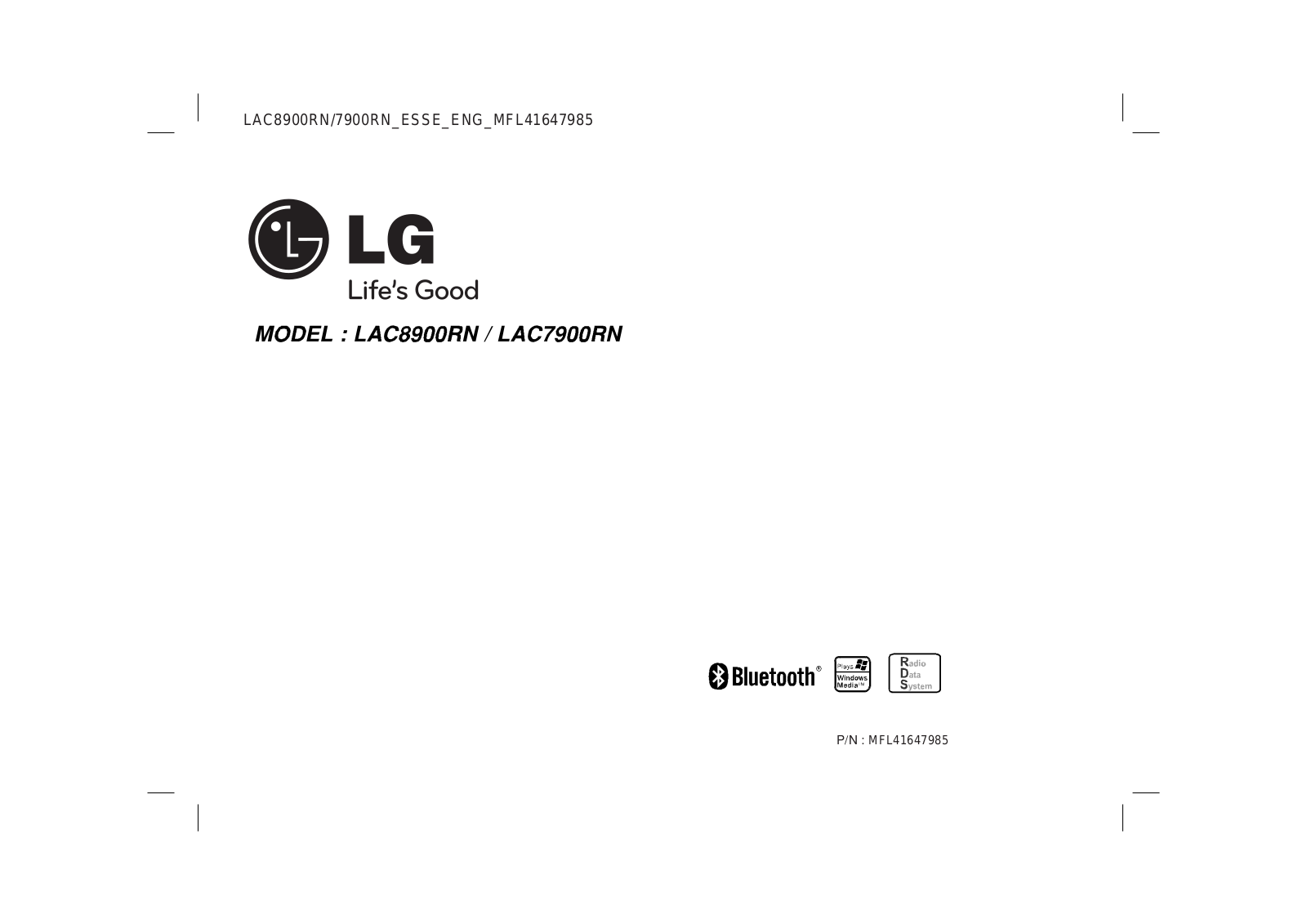 Lg LAC-7900RN, LAC-8900RN User Manual