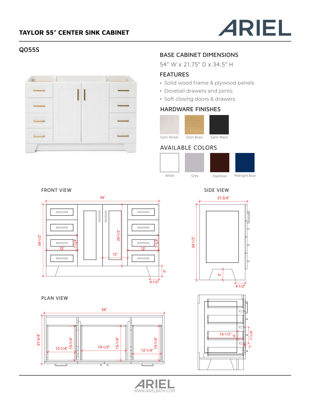 Ariel Bath ZZB10176 Specification - ManualMachine.com