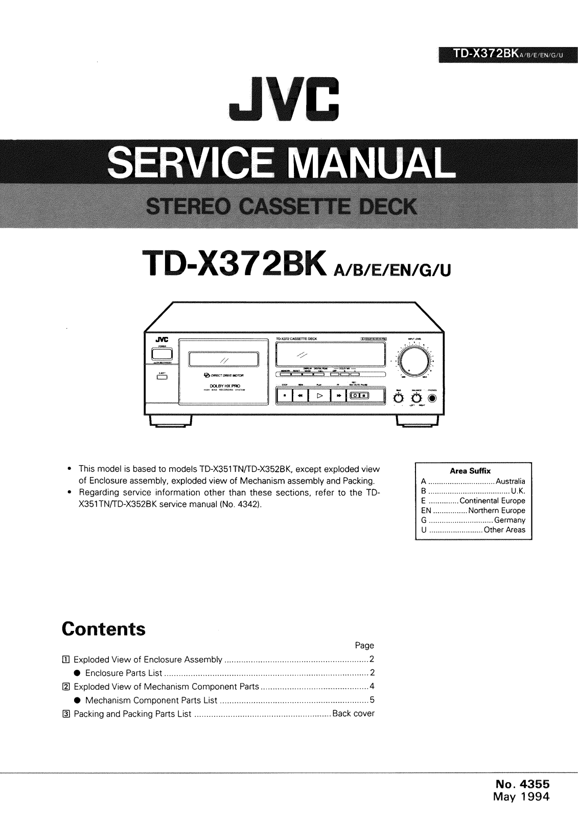 JVC td-x372bk Service Manual