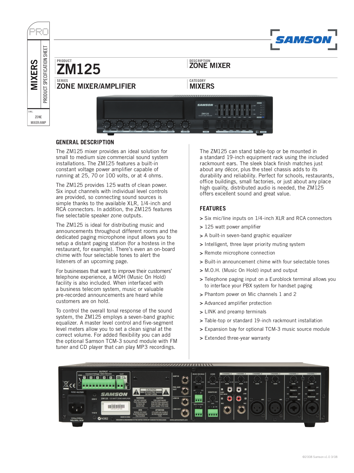 Samson ZM125 User Manual