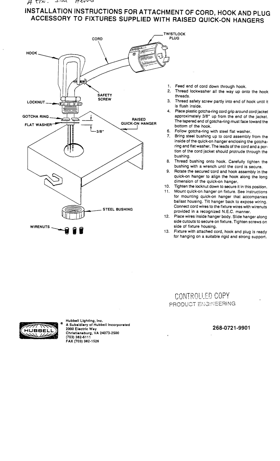 Hubbell lighting HOOK User Manual