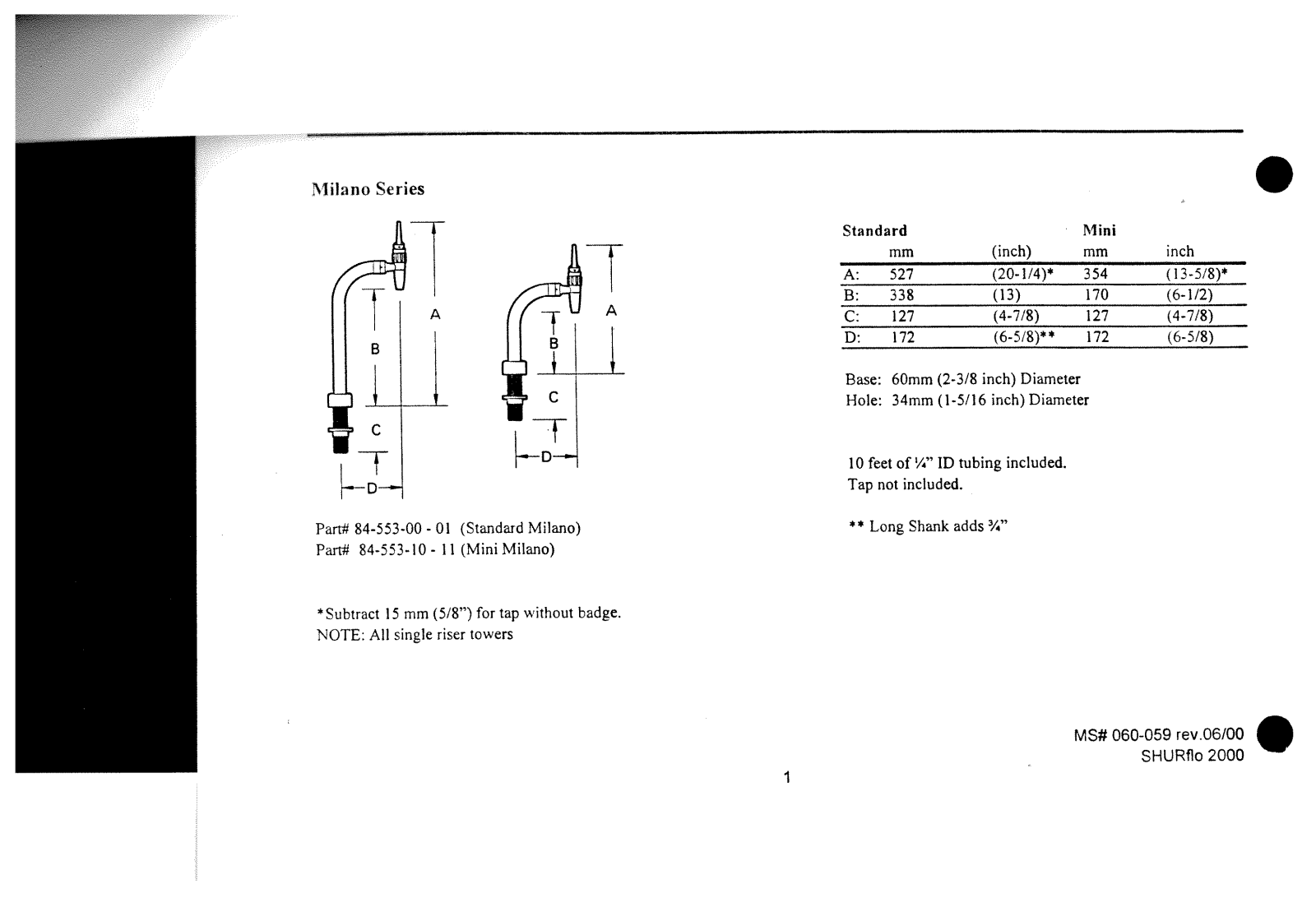 Shurflo Mini Milano User Manual