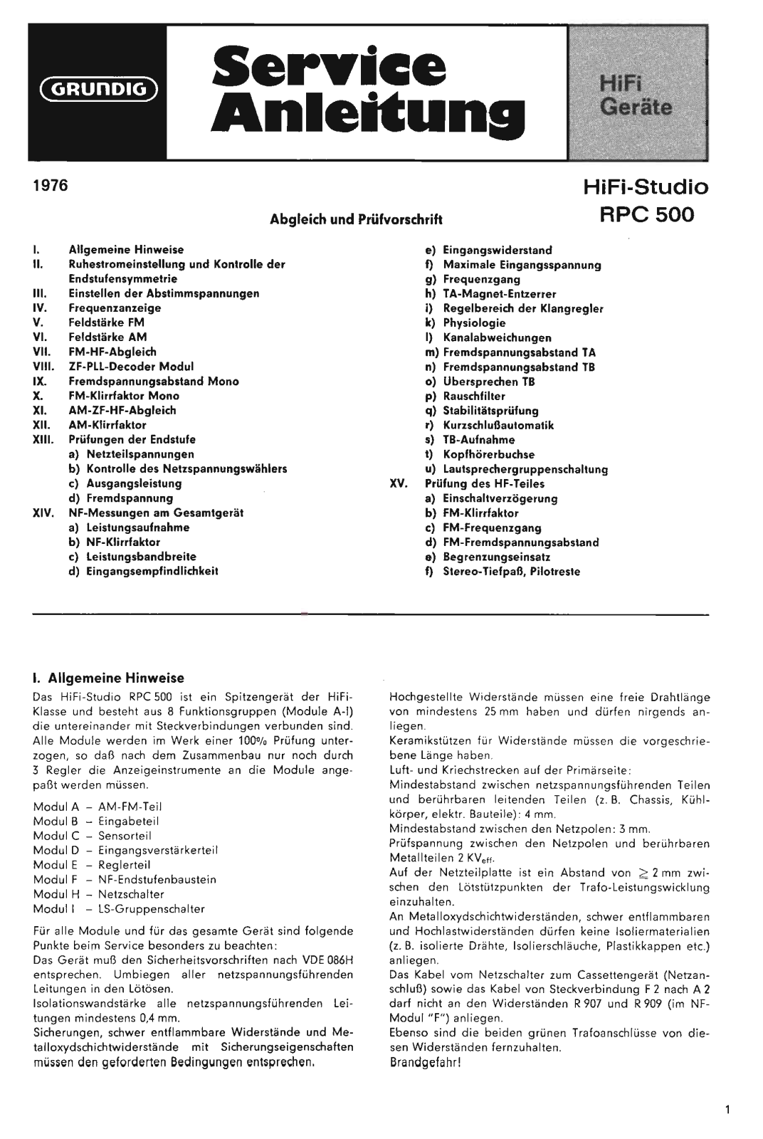 Grundig RPC-500 Service Manual