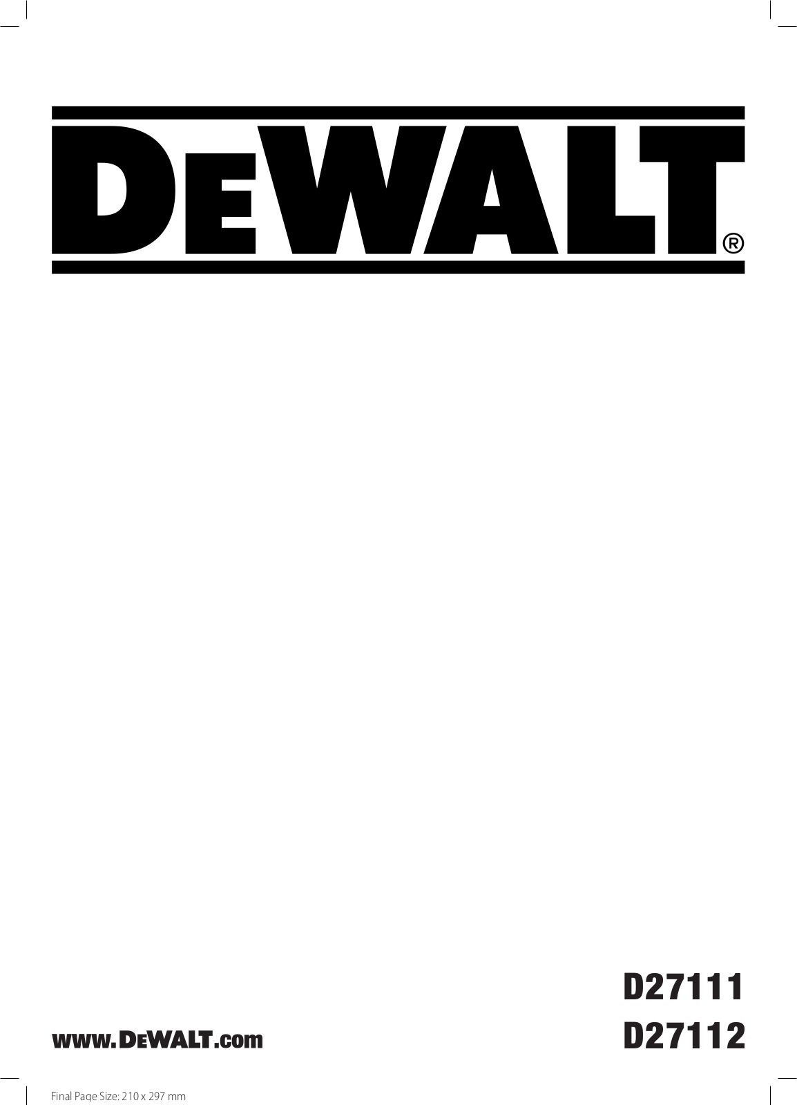 DeWalt D27111-QS User manual