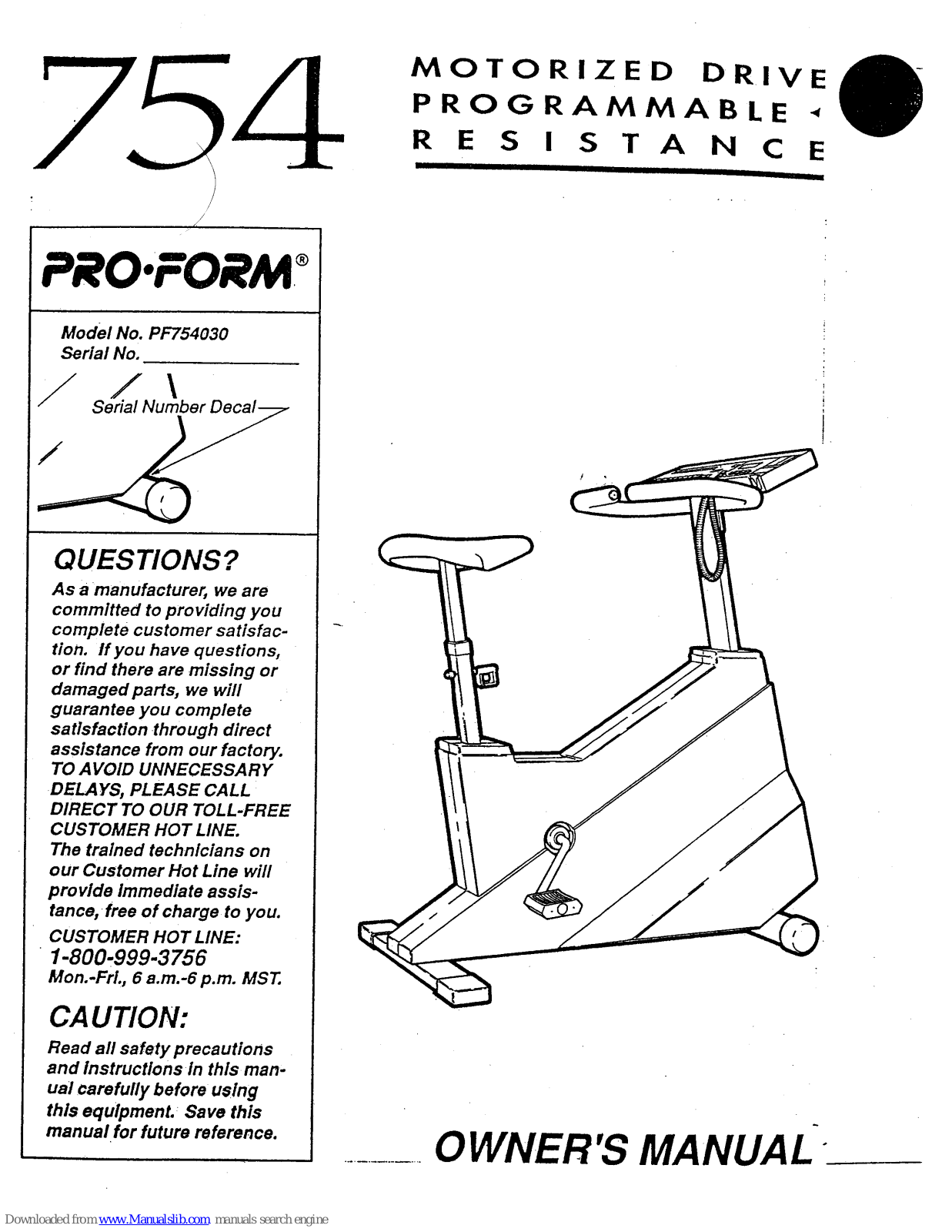 ProForm 754, PF754030 User Manual