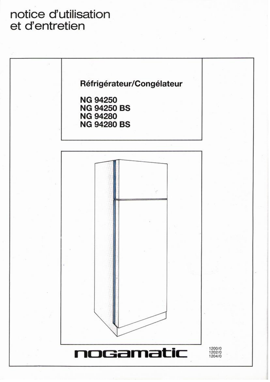 NOGAMATIC NG 94250, NG 94250 BS, NG 94280, NG 94280 BS User Manual