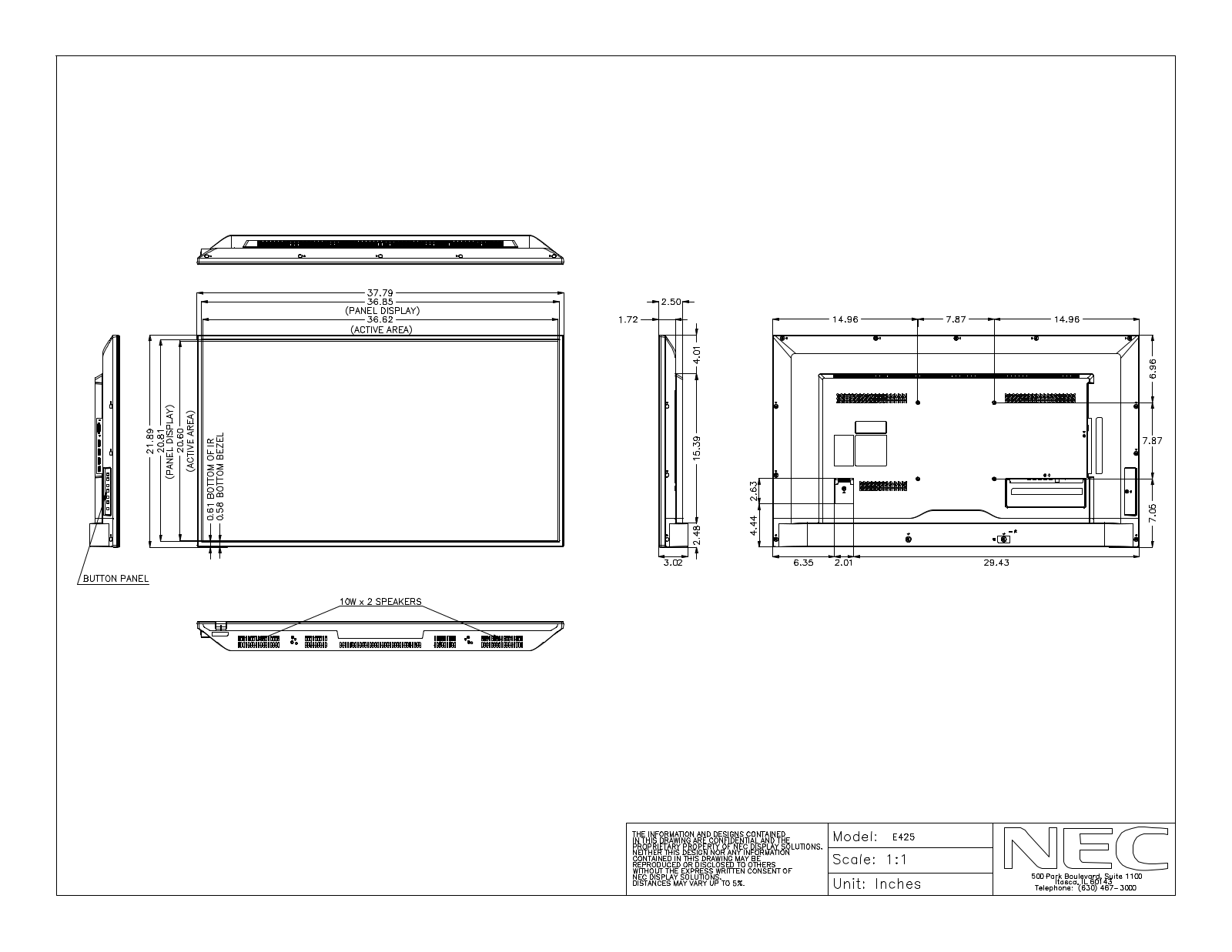 NEC E425 Mechanical Drawings