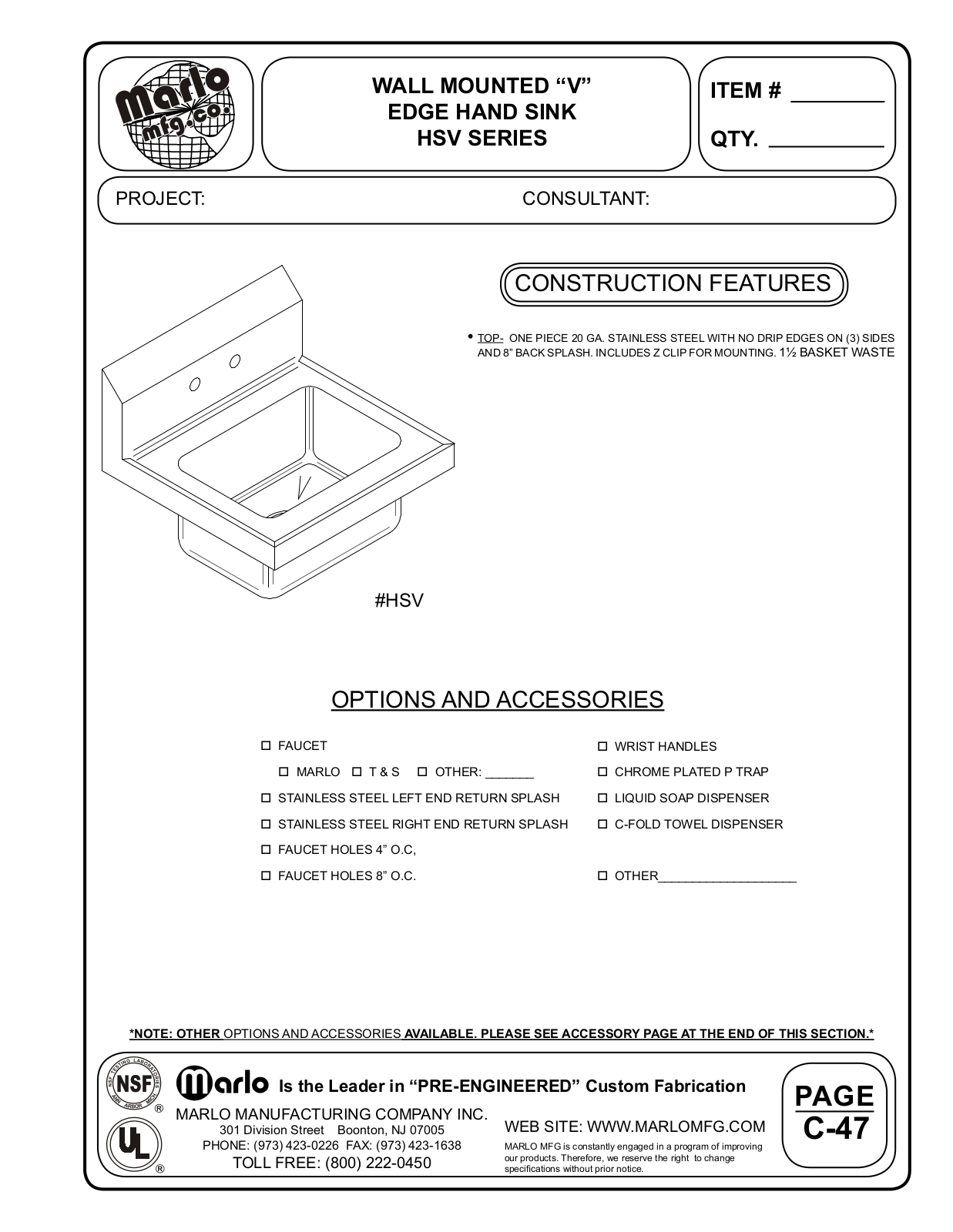 Marlo HSV1715 User Manual