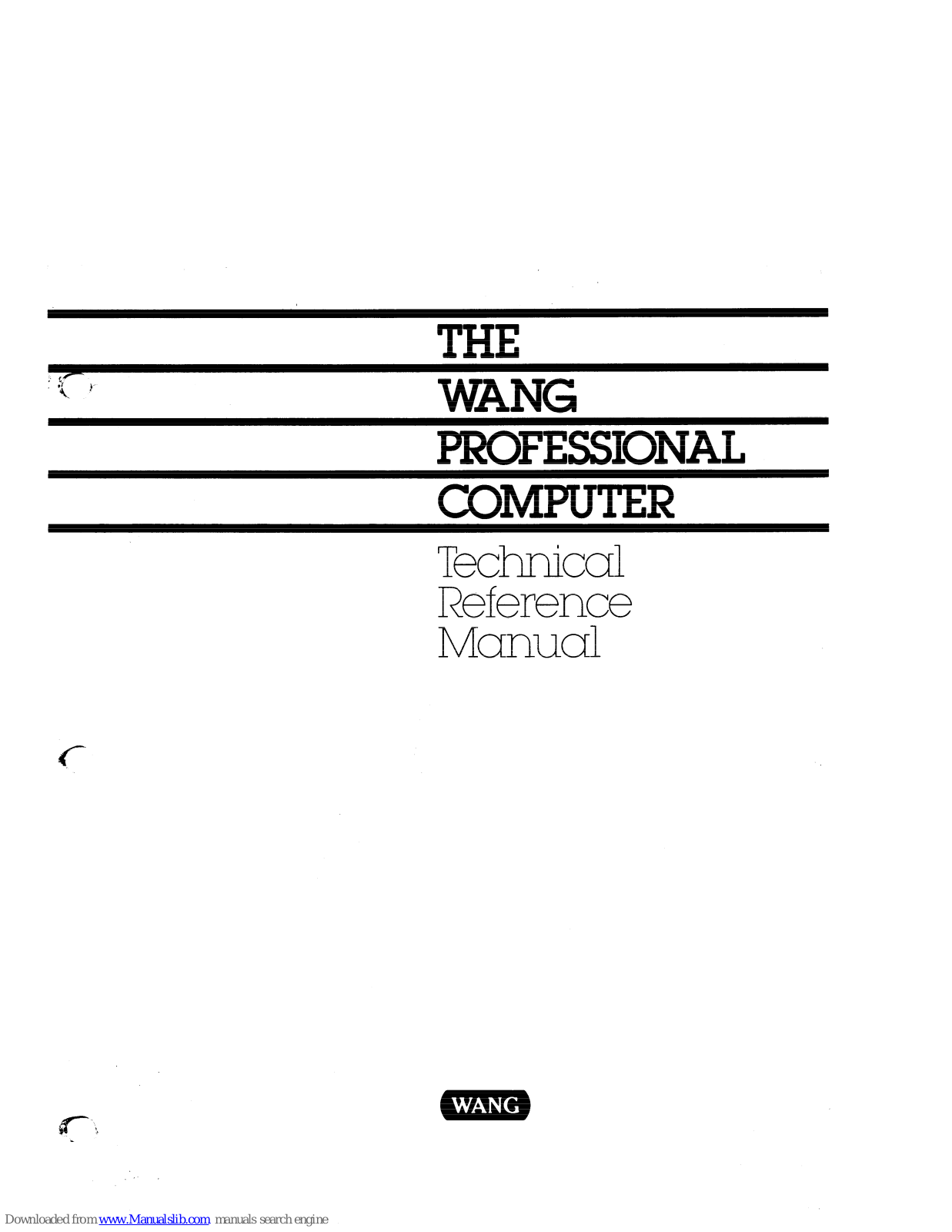 Wang Professional Computer Technical Reference Manual