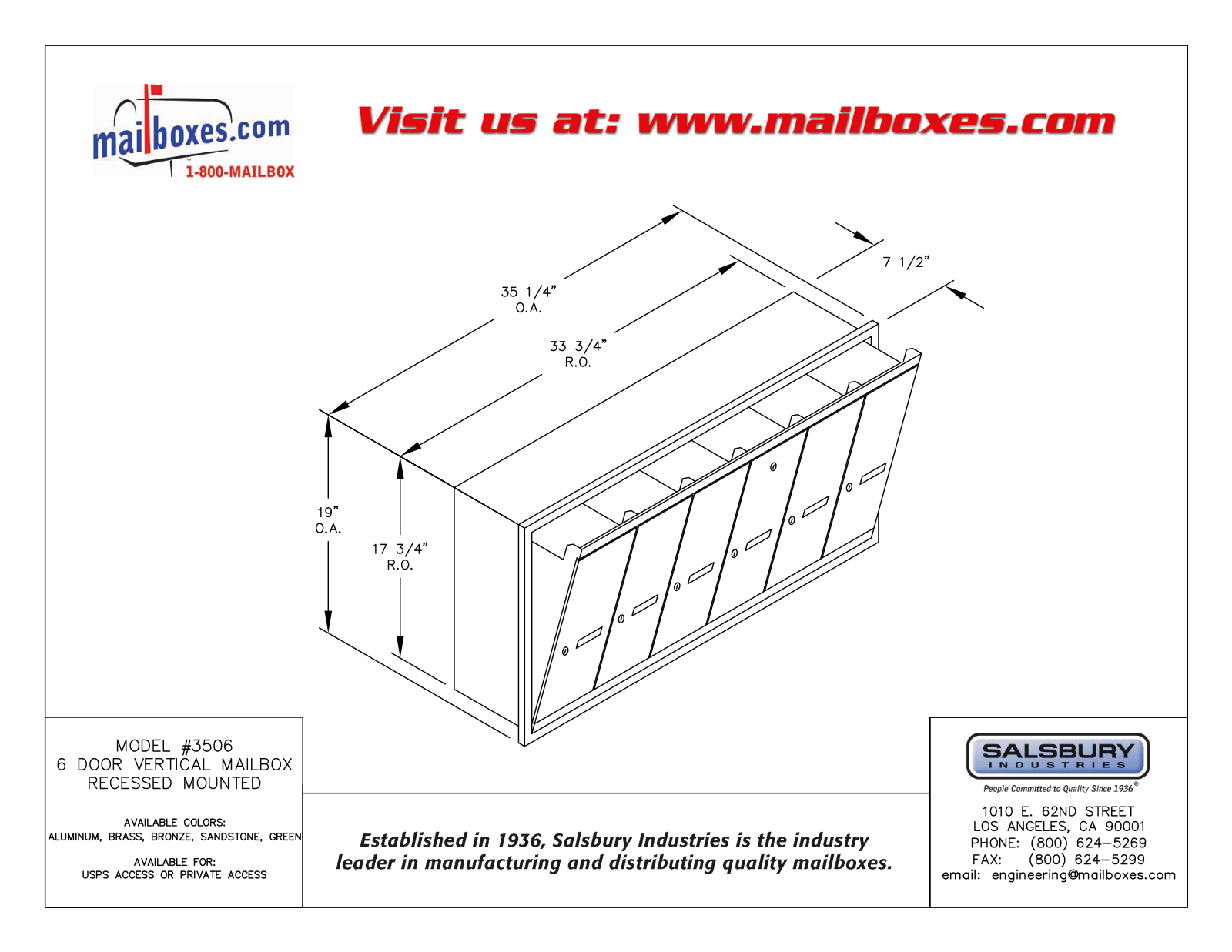 Salsbury Industries 3506BRP, 3506ARP, 3506GRP, 3506SRP, 3506ZRP User Manual