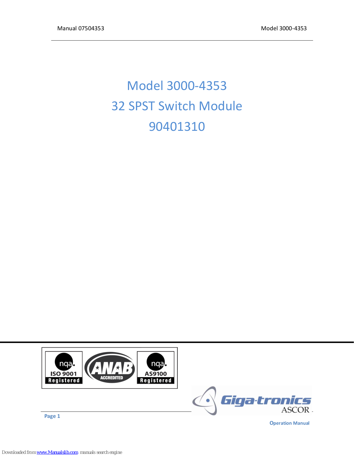 Giga-tronics 3000-4353 Operation Manual