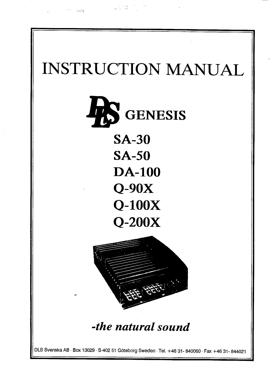 Dls SA-30, SA-50, DA-100, Q-90X, Q100X User Manual