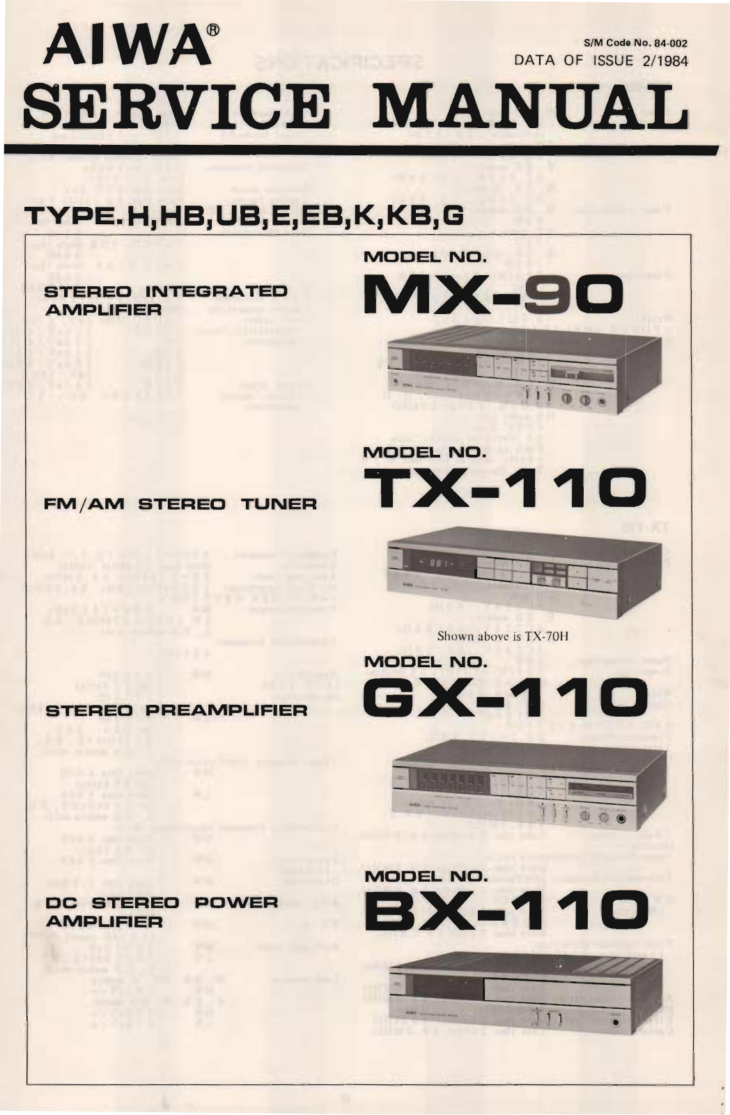 Aiwa TX-110, BX-110 Service Manual