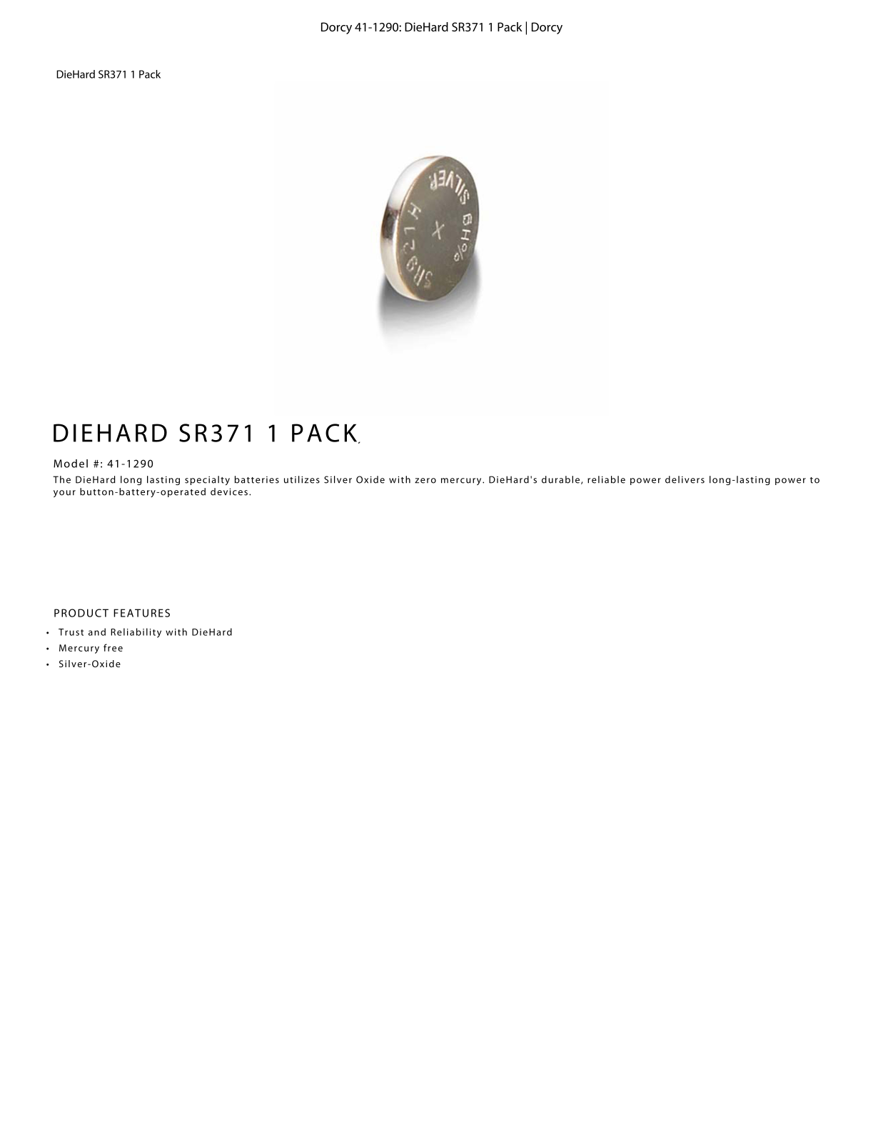 DieHard 41-1290 Data Sheet - ManualMachine.com