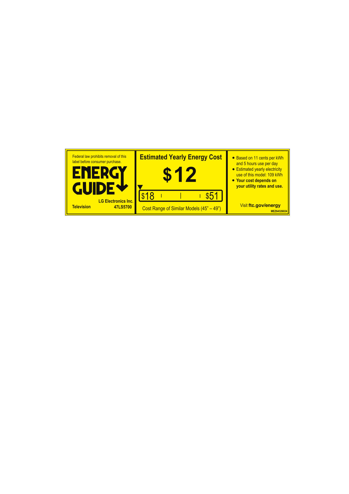 LG 47LS5750, 47LS5700 Energy Guide