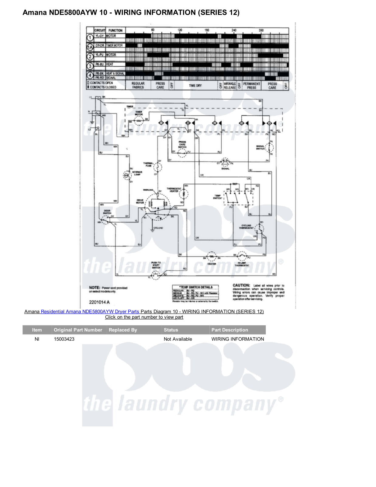 Amana NDE5800AYW Parts Diagram