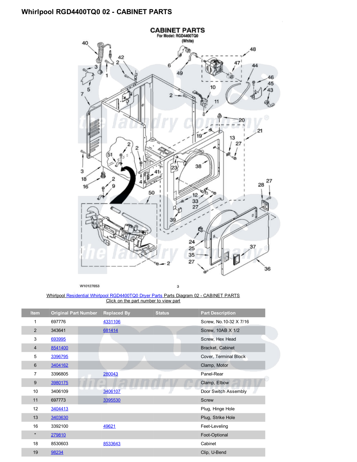 Whirlpool RGD4400TQ0 Parts Diagram