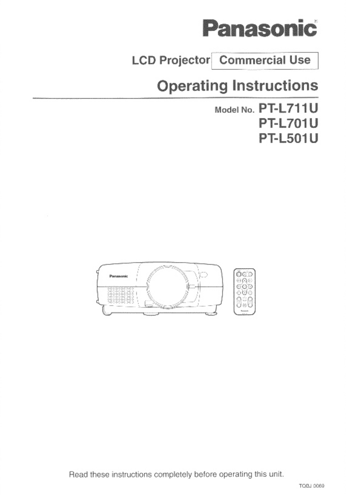 Panasonic PT-L501U, PT-L701U, PT-L711U User Manual