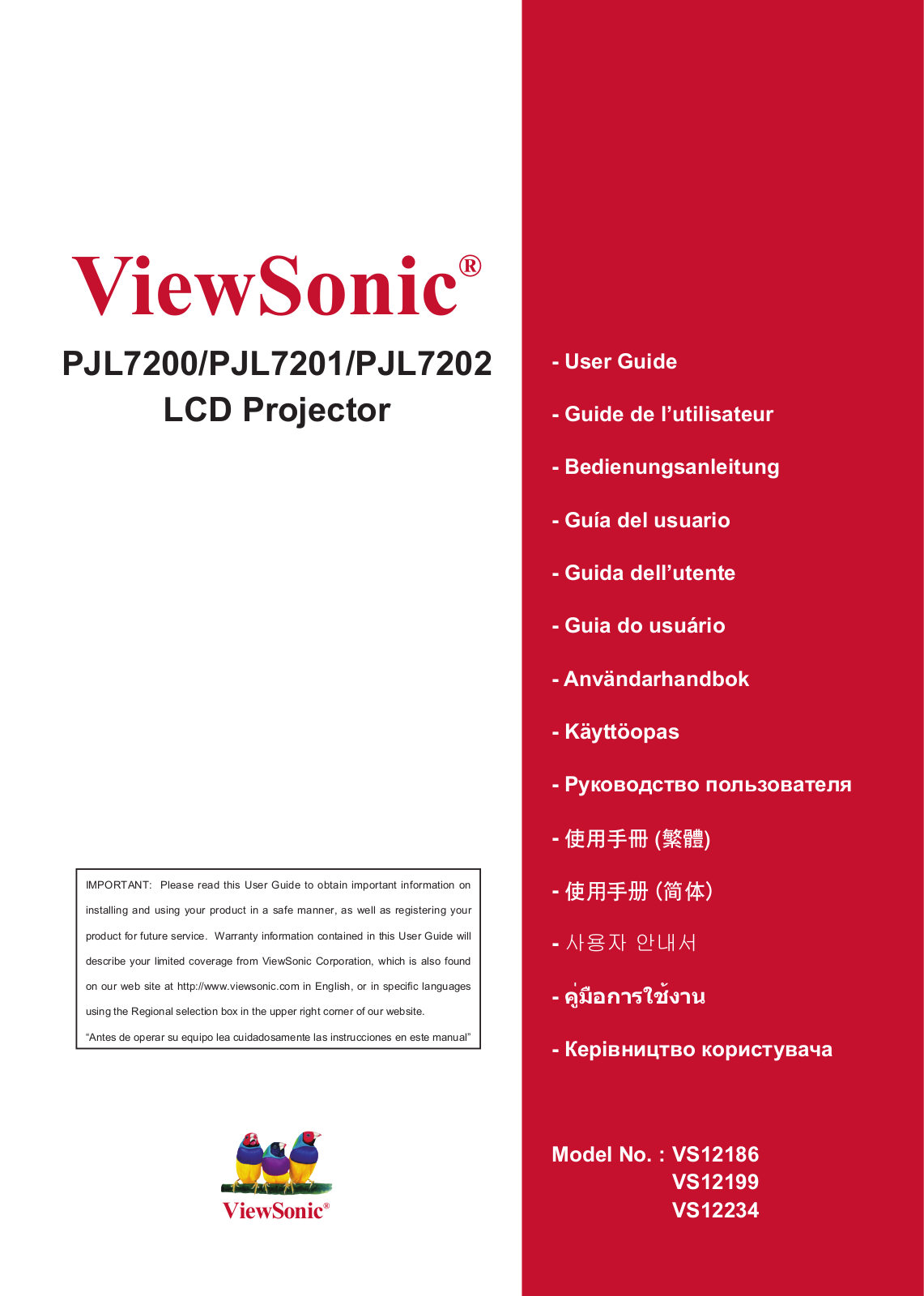 ViewSonic PJL7201 User Manual