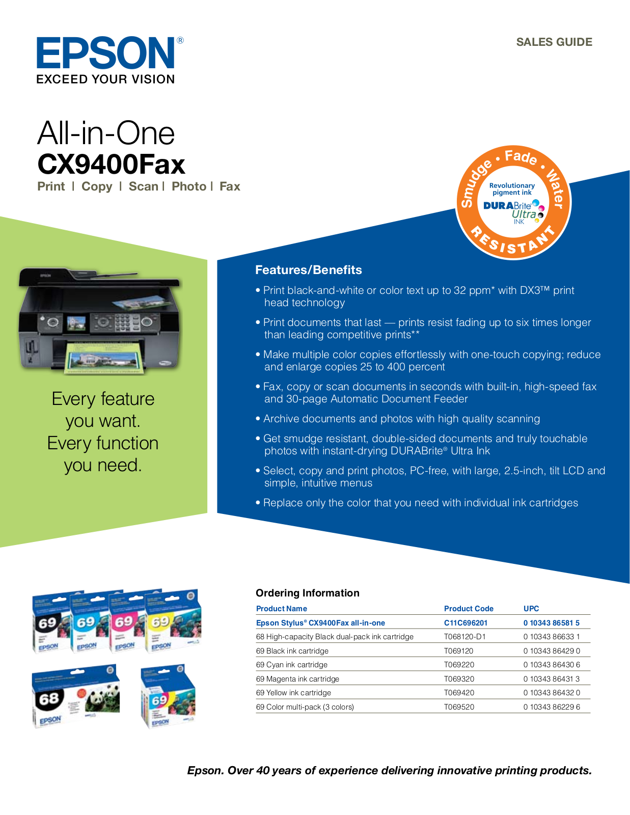 Epson Stylus CX9475Fax Product Brochure