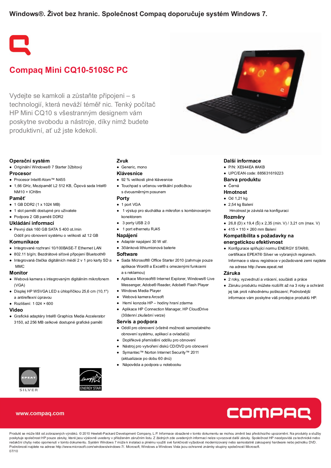 HP Compaq Presario CQ10-510sc User Manual