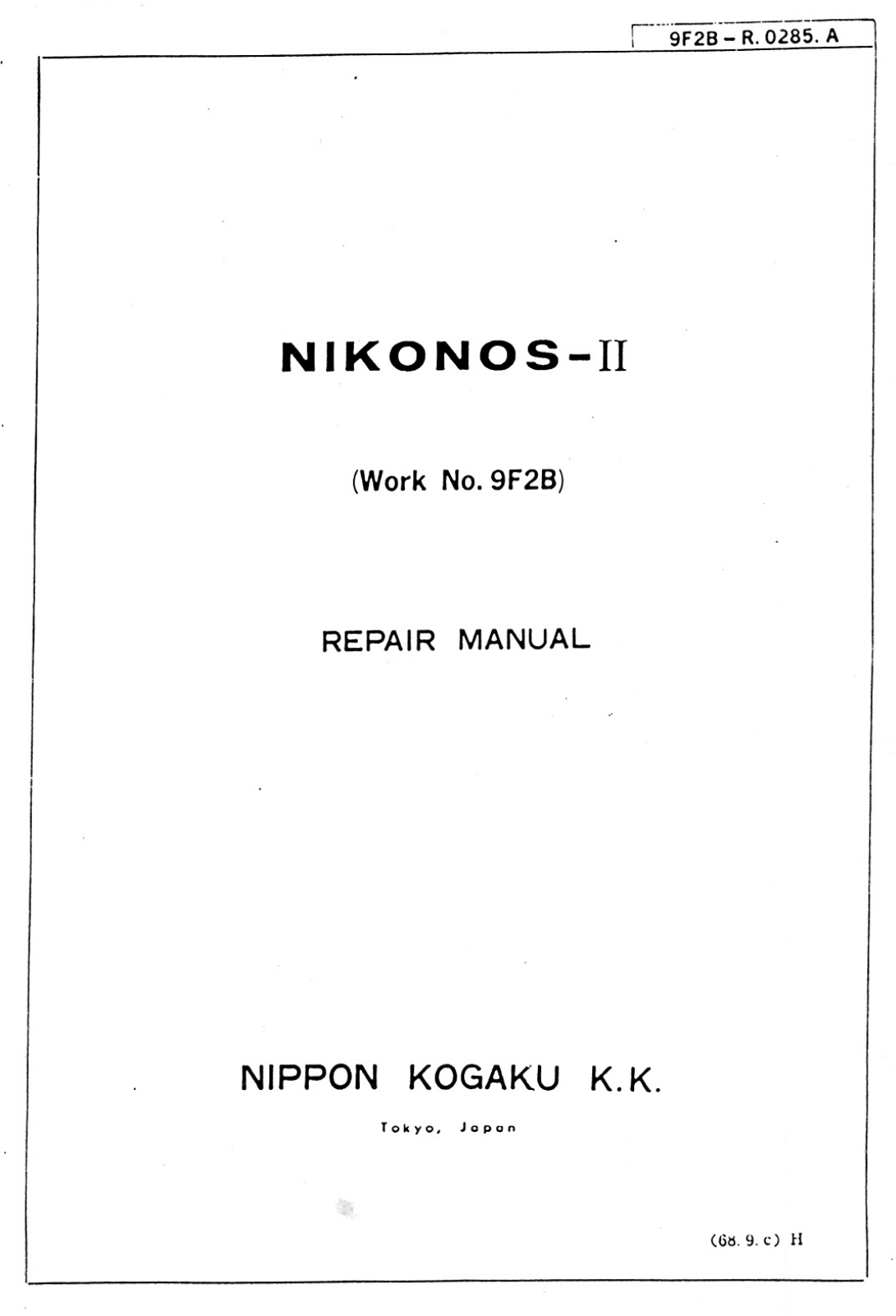 Nikon Nikonos II REPAIR MANUAL