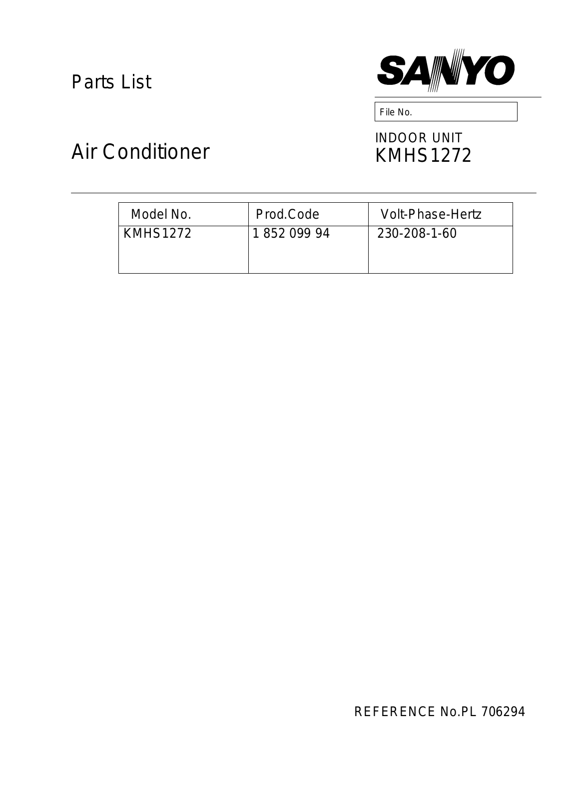 Sanyo KMHS1272 User Manual