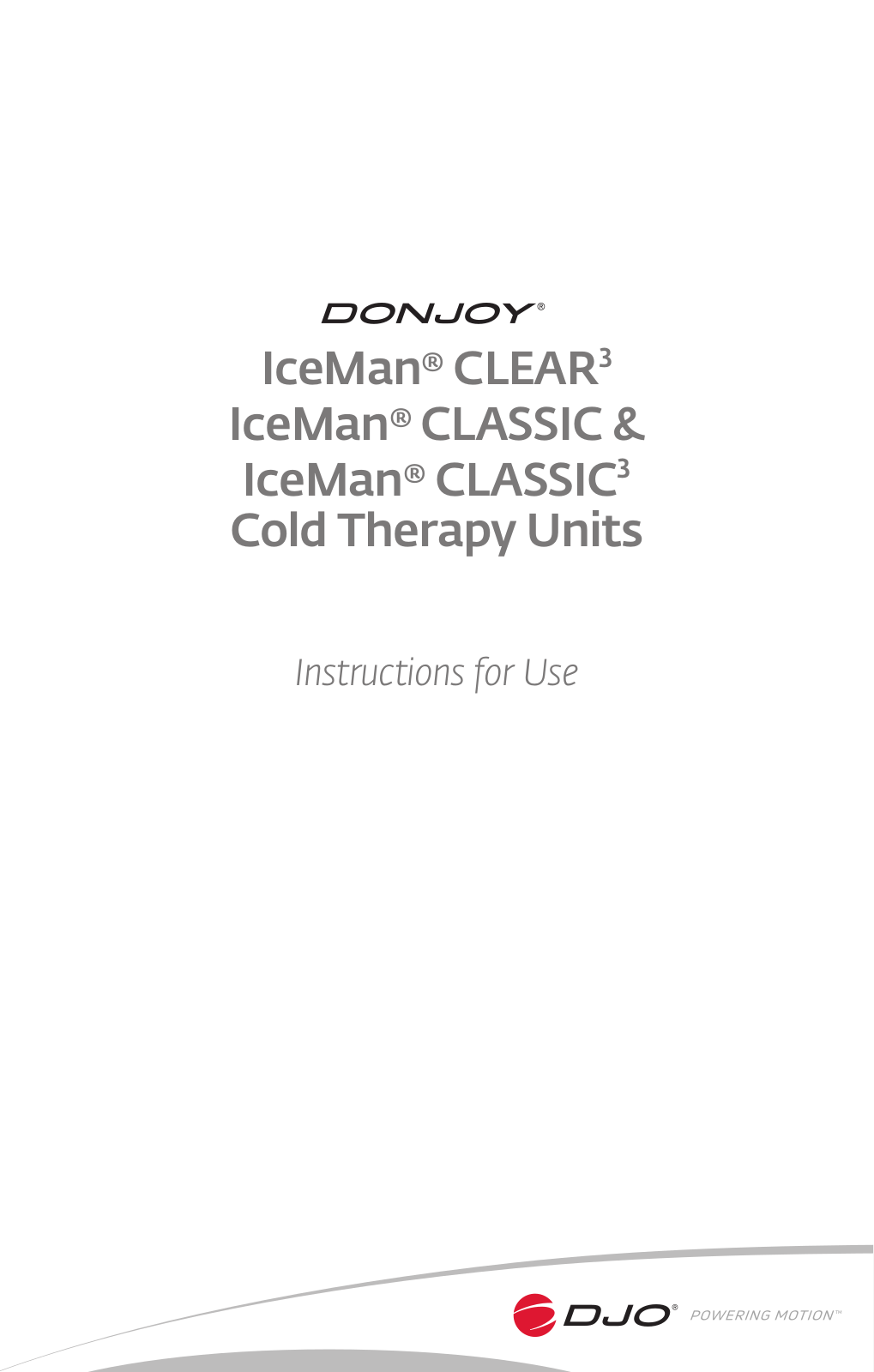 Donjoy Iceman CLASSIC3, Iceman Classic, Iceman CLEAR3 User Manual