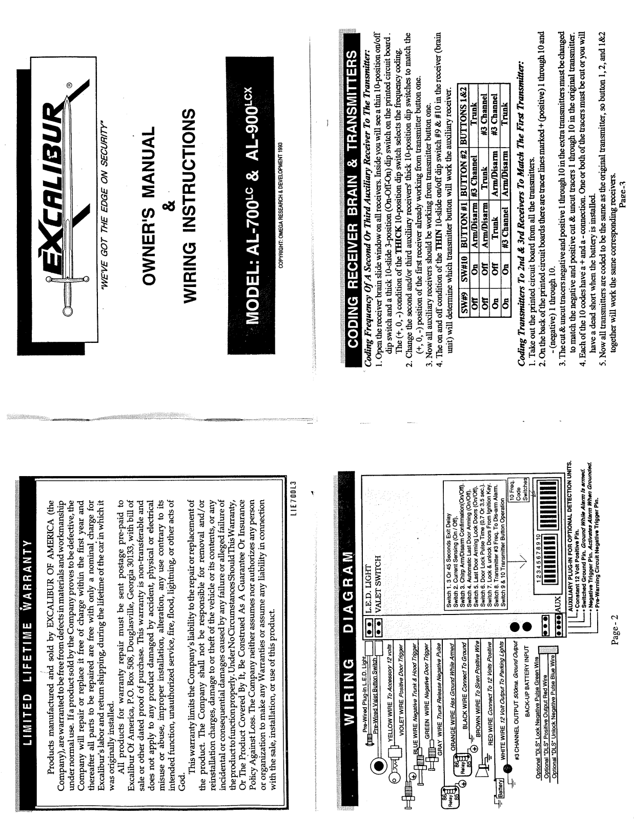 Omega Excalibur AL-900LCX, Excalibur AL-700LC User's Manual