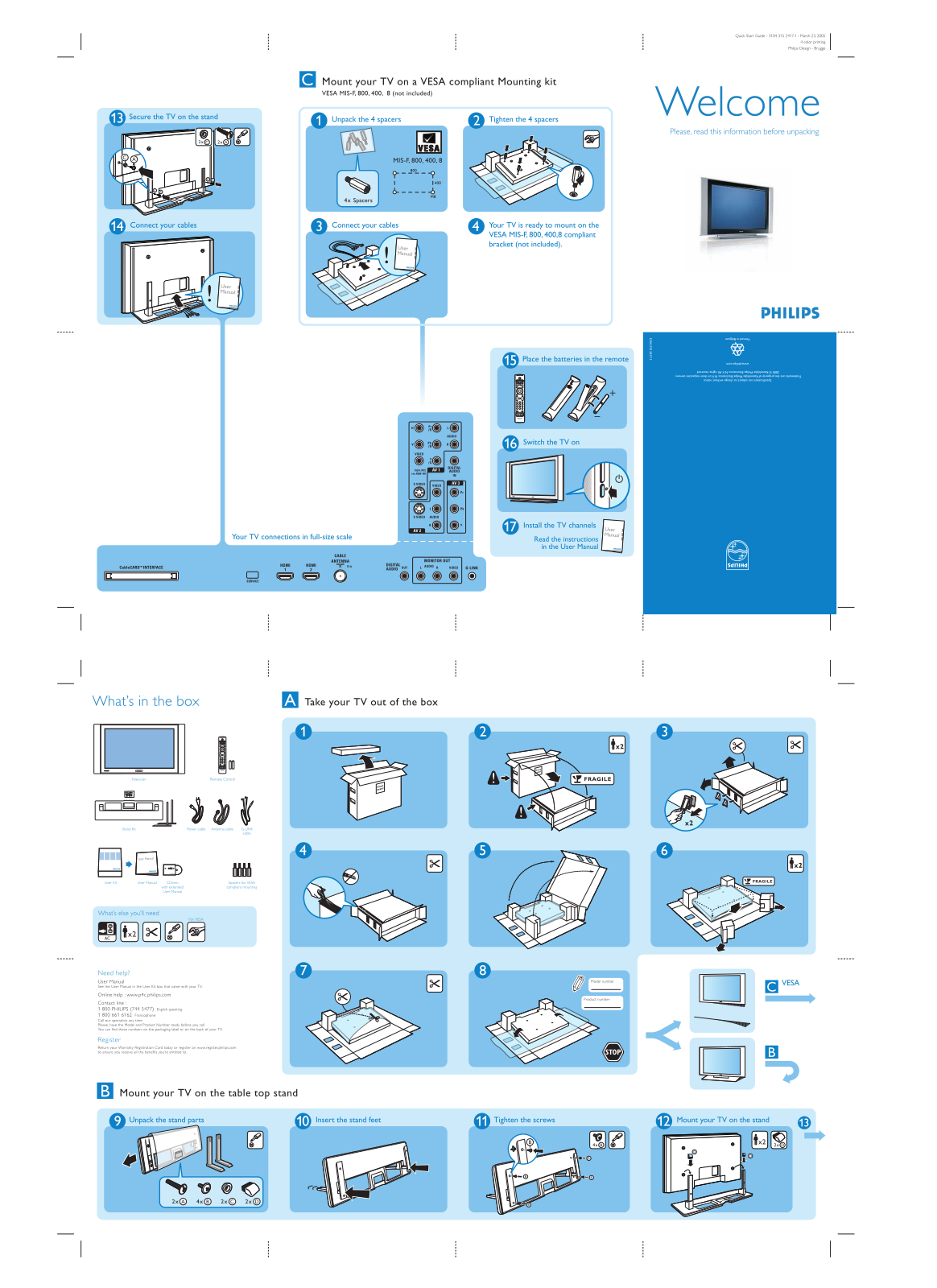 Philips 50PF7220A Quick start guide