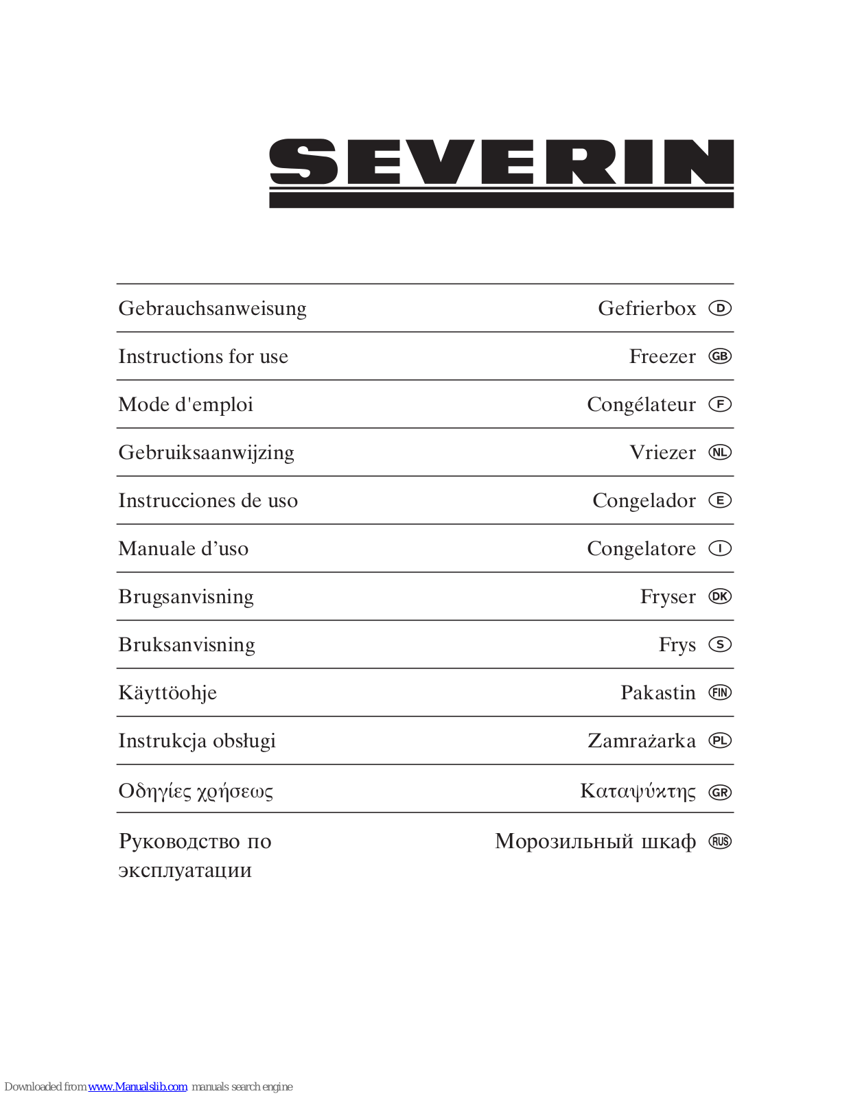 SEVERIN KS 9807 - CONGELATEUR BAR, KS 9807 Instructions For Use Manual